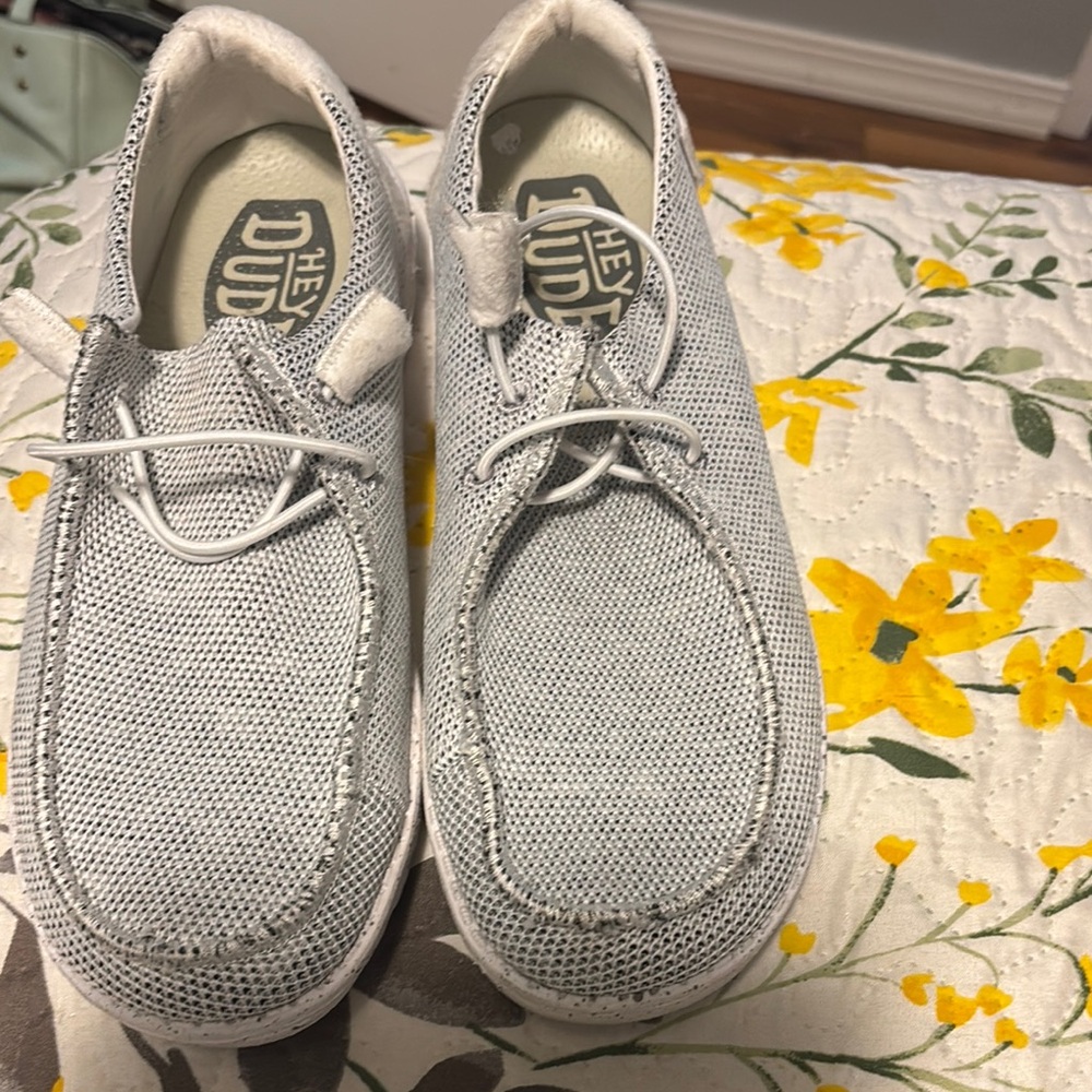 Hey Dude Gray Slip-On Loafers with Canvas Texture